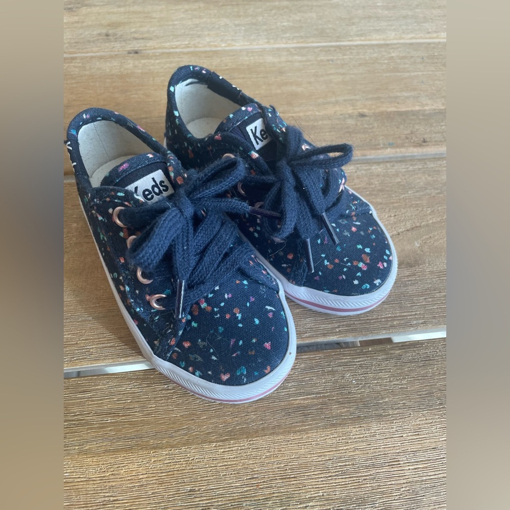 Keds Kickstart Seasonal Infant Kids Sz 4.5M Girls Blue Colorful Low Sneakers